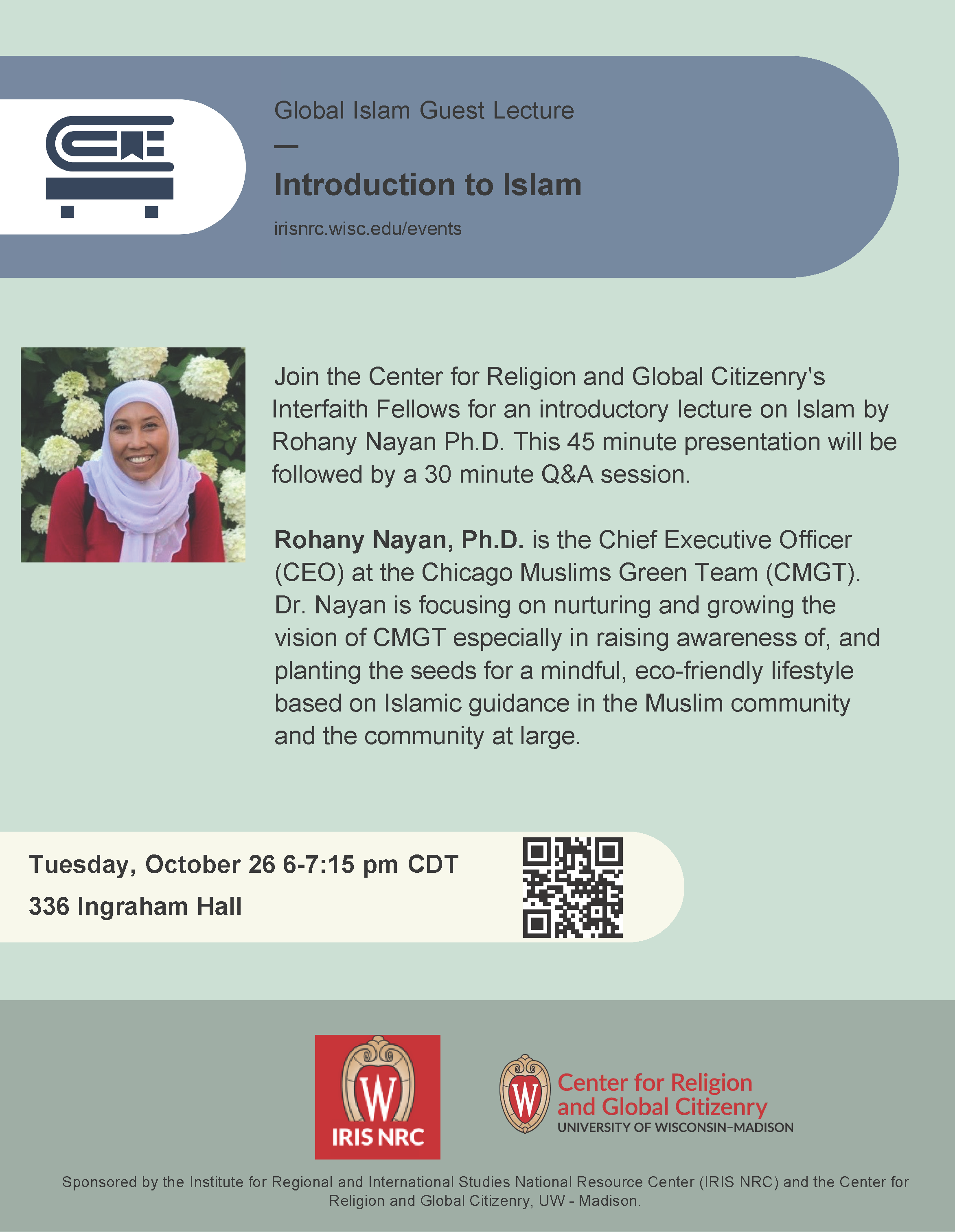 Global Islam Guest Lecture: Introduction to Islam, Thursday, October 26