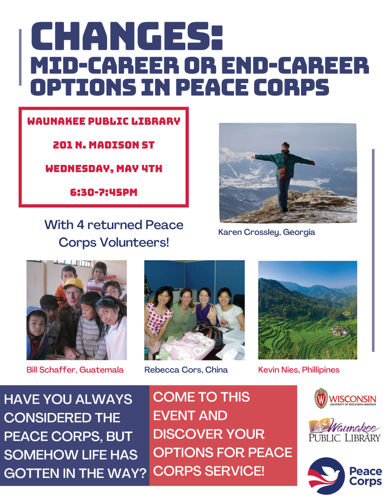 Event Post: Changes: Mid-Career or End-Career Options in Peace Corps, Wednesday May 4