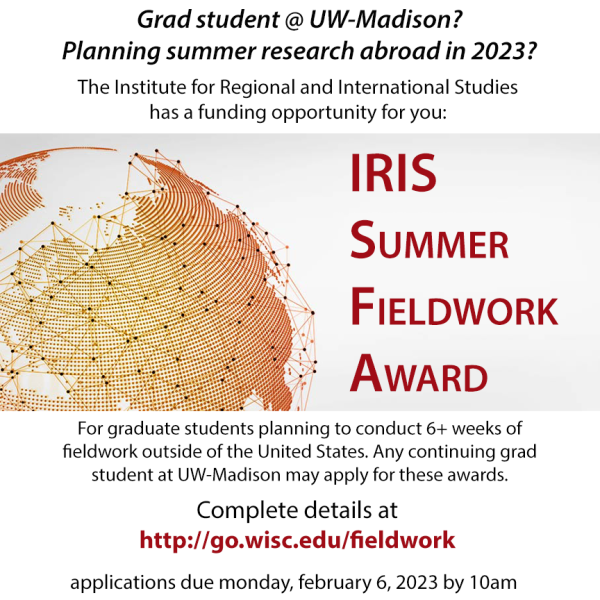 IRIS inviting applications for IRIS Summer Fieldwork Award by Monday February 6, 2023
