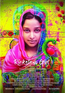Display of Rickshaw art by a girl