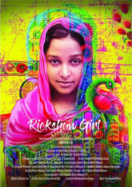 Display of Rickshaw art by a girl