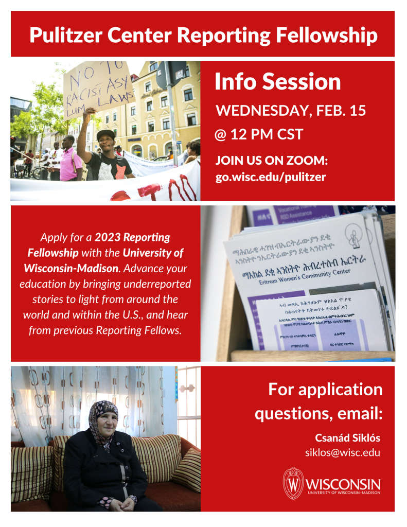 Info session about applying for Pulitzer Center Reporting Fellowship on Wednesday, February 15, Online