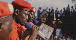 Bobi Wine at a rally 