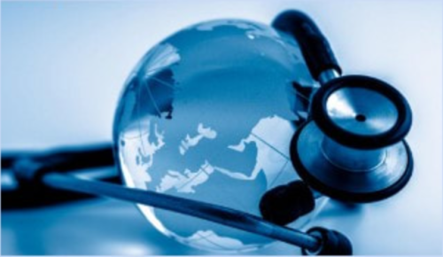 Stethoscope and Globe representing Global Health