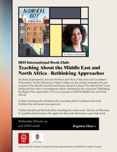 IRIS International Book Club: teaching About the Middle East and North Africa-Rethinking Approaches with Dr. Maria Hantzopoulos, Wednesday, February 24, Online