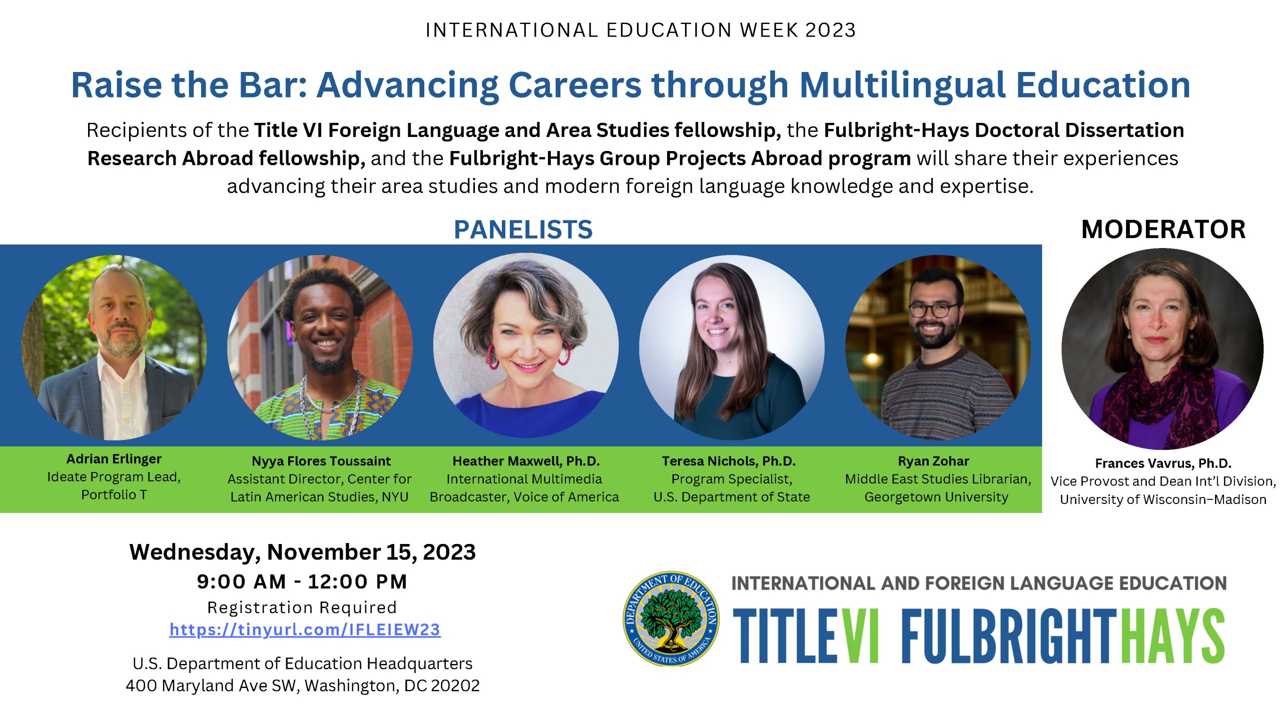 UW-Madison Vice Provost and Dean for International Division with other Panelists to speak at Advancing Careers through Multilingual Education,  Wednesday, November 15, 2023