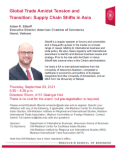 Supply Chain Shift in Asia Event with Adam R. Sitkoff, Thursday, September 23, 2021