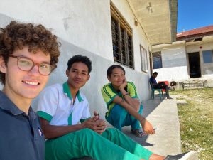Andy with one of his 12th grade students and a student teacher in biology from UNTL.